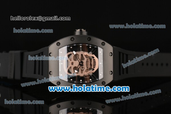 Richard Mille RM 52-01 Swiss ETA 2671 Automatic PVD Case with Black Rubber Bracelet Skeleton Dial and White Markers - 1:1 Original - Click Image to Close